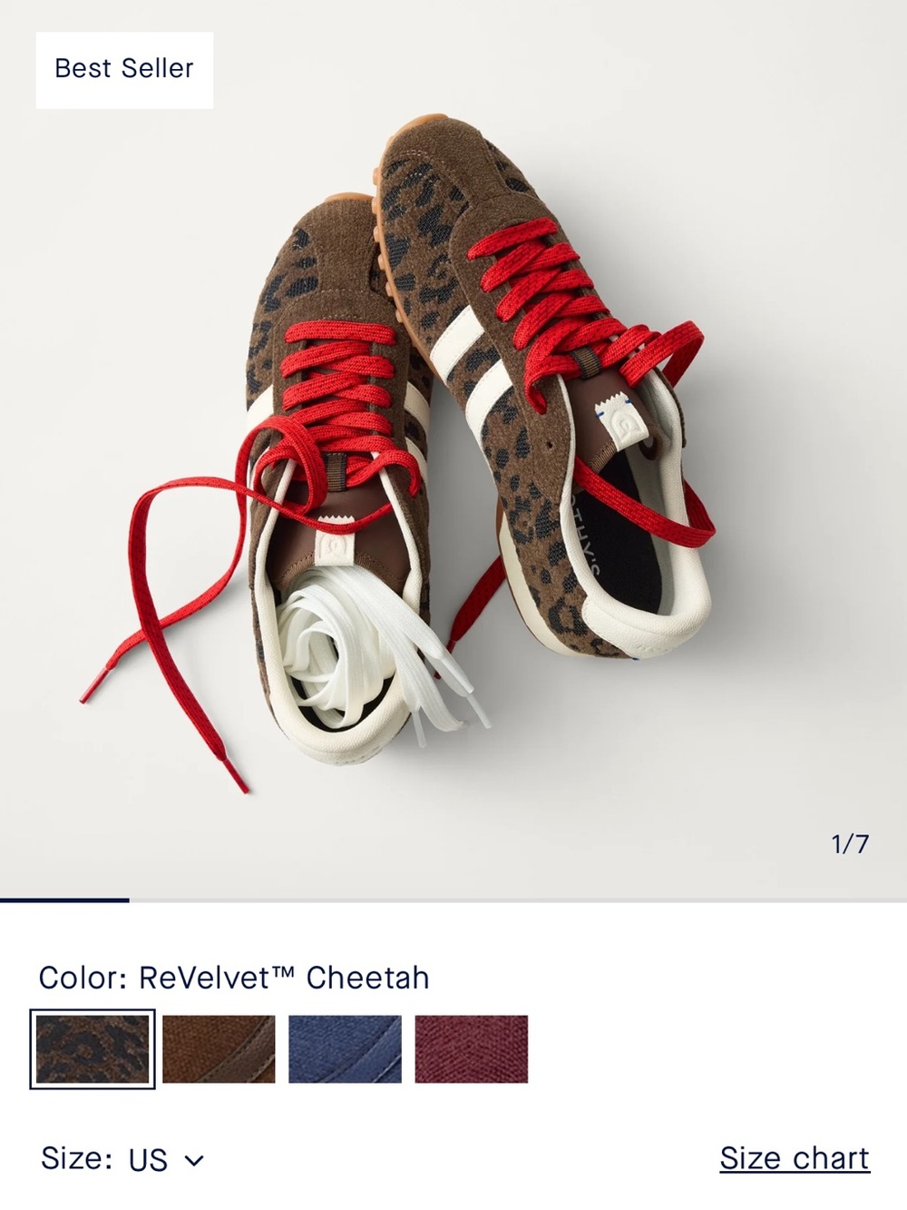 Rothy's ReVelvet™ Cheetah Sneakers — Brown with Red Laces